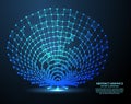 Digital funnel, vector illustration. Network connections with points and lines. Abstract technology background