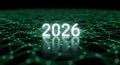 Digital 2026 future visualization network connection concept glowing numbers technology data Royalty Free Stock Photo