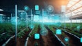 digital futuristic technology in smart argriculture farm using ai artificial . Generative Ai Royalty Free Stock Photo