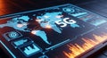 A digital 5g network visualized with a world map on a futuristic smart device Royalty Free Stock Photo