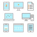 Digital gadget icon Smartphone, monitor, PC, browser, tablet, bookreader, ebook icon. Royalty Free Stock Photo