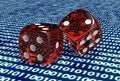 Digital gaming concept dice in computer environment Royalty Free Stock Photo
