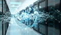 Digital GDPR interface in server room 3D rendering Royalty Free Stock Photo