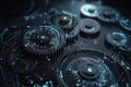 Digital gear wheels on circuit board. High technology engineering. Generative AI Royalty Free Stock Photo