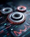 Digital gears and data visualization for technology and analytics Royalty Free Stock Photo