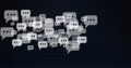 Digital generated image of multiple message icons against blue background