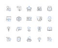 Digital generation line icons collection. Tech-savvy, Connected, Social, Mobile, Fast-paced, Innovative, Multitasking