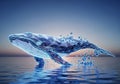 A digital, geometric illustration of a whale emerging from the ocean, composed of Royalty Free Stock Photo