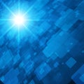 Digital geometry flow matrix blue rectangle figure cyberspace flash spotlight background vector