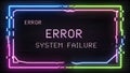 Digital Glitch Error System Failure Neon Frame Royalty Free Stock Photo