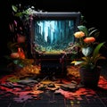 Digital Glitch: Shattered Pixels in Neon-Lit Chaos