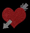 Digital glitters: heart with arrow Royalty Free Stock Photo