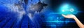 Digital global circuit binary background. future binary technology telecoms background, Network concept. Global, communication. Royalty Free Stock Photo