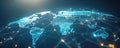 Digital global network map with connected points and blue lights Royalty Free Stock Photo