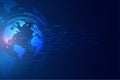 Digital global technology banner with circuit diagram Royalty Free Stock Photo