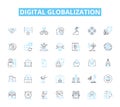 Digital globalization linear icons set. Connectivity, Interdependence, Integration, Digitalization, Expansion