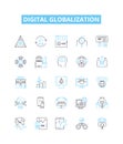 Digital globalization vector line icons set. Digital, Globalization, Technological, Connectivity, Networking