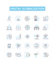 Digital globalization vector line icons set. Digital, Globalization, Technological, Connectivity, Networking