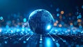 Digital globe with binary code and data streams, representing global technology and networks. Royalty Free Stock Photo