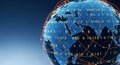 Digital globe with binary code overlay representing global technology and data communication networks Royalty Free Stock Photo