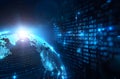 Digital globe with binary code patterns representing global data transfer Royalty Free Stock Photo