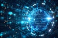 Digital globe with binary code patterns representing global data transfer Royalty Free Stock Photo