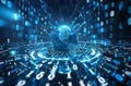 Digital globe with binary code patterns representing global data transfer Royalty Free Stock Photo