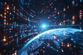 Digital globe with binary code patterns representing global data transfer Royalty Free Stock Photo