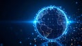 Digital globe with connected dots and lines, representing global network and communication. Royalty Free Stock Photo