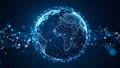 Digital globe with connected lines and glowing dots, representing global network and technology. Royalty Free Stock Photo