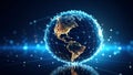 Digital globe with connected network lines representing global communication and technology Royalty Free Stock Photo