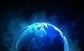 Digital globe 3d. Global world internet technology. Communication concept abstract background planet. Blue light Royalty Free Stock Photo