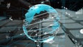 Digital Globe with Data Visualization Overlaid on Keyboard, Representing Global Connectivity and Advanced Technology in Royalty Free Stock Photo