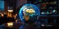 Digital globe with data visualizations and connections. Futuristic image. AIG49.