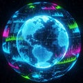 Digital globe with data visualizations and futuristic glow Royalty Free Stock Photo