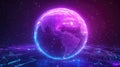 Digital globe displaying global network and technology data Royalty Free Stock Photo