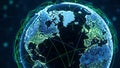 Digital Globe of Earth with Glowing Green Network Connections and Data Points 144707 Royalty Free Stock Photo