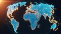 Digital Globe with Glowing Continents and City Lights Royalty Free Stock Photo
