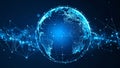 Digital globe illustration with network connections and data visualization on blue background Royalty Free Stock Photo