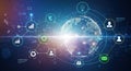 Digital globe network with futuristic ui elements connecting people and data Royalty Free Stock Photo