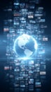 Digital globe network global connection data stream internet communication technology background futuristic interface hologram Royalty Free Stock Photo