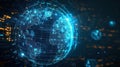 Global Digital Network Connection Technology Earth, Futuristic Globe with Glowing Details. Royalty Free Stock Photo