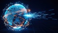 A digital globe representation showing global data connectivity and complex network interactions Royalty Free Stock Photo