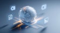 A Digital Globe Representing Global Connectivity and Data Interaction Through Modern Technology Symbolism and Visualization Royalty Free Stock Photo