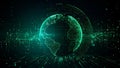 Digital glowing globe with data streams, representing global network and technology Royalty Free Stock Photo