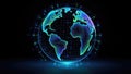 Digital glowing globe floating in space with vibrant neon grid lines symbolizing modern global Royalty Free Stock Photo