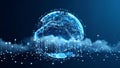 Digital glowing globe with network connections and data points on dark background Royalty Free Stock Photo