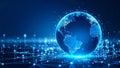 Digital glowing globe with network connections and data points, representing global communication. Royalty Free Stock Photo