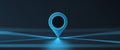 Digital glowing location pin representing modern technology and connectivity concepts