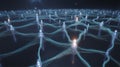 Digital of a glowing neural network with interconnected nodes and lines Royalty Free Stock Photo